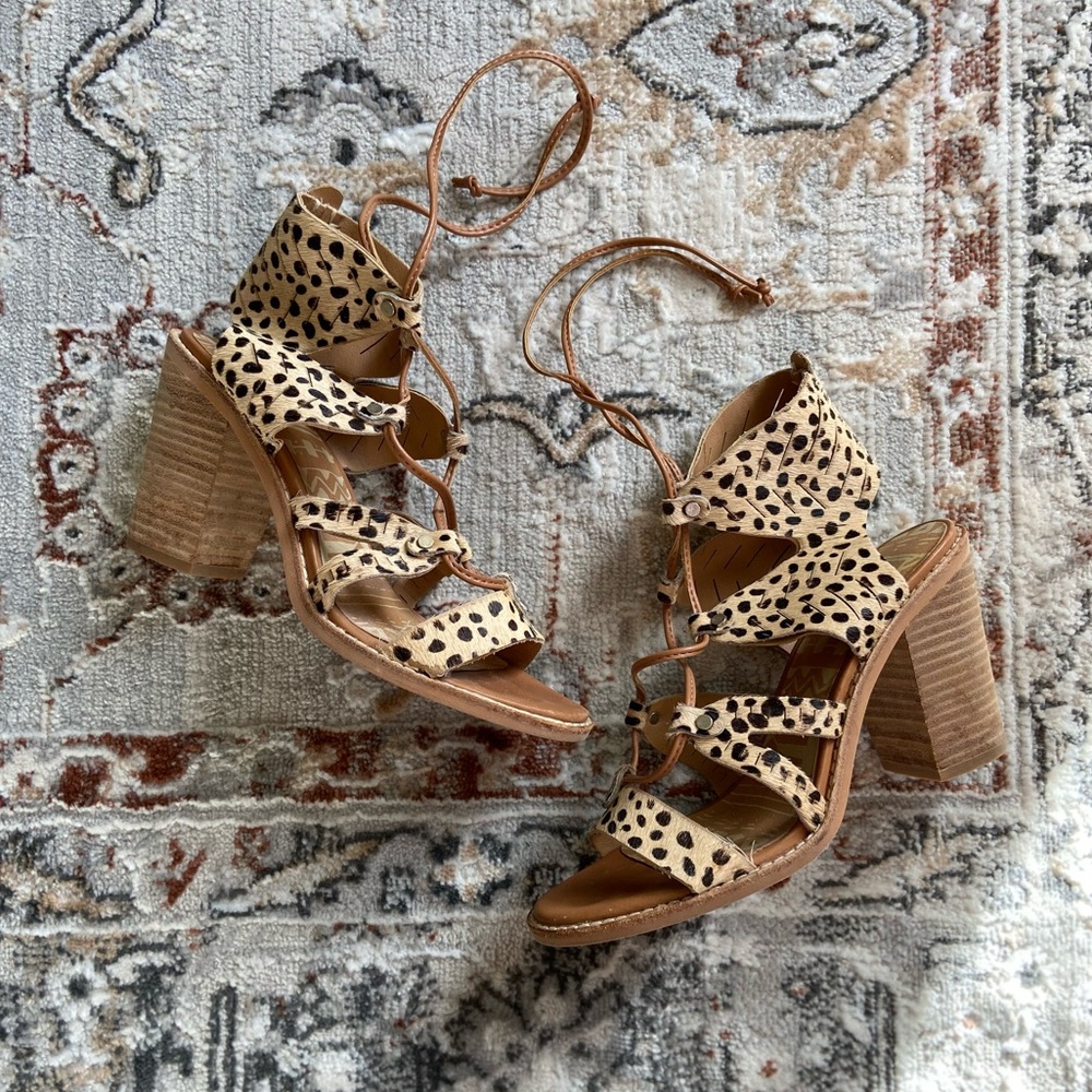 Dolce Vita Luci Leopard Print Calf Hair Block Heels
